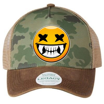 Sharp Toothed Smiley Creepy Emoji Legacy Tie Dye Trucker Hat