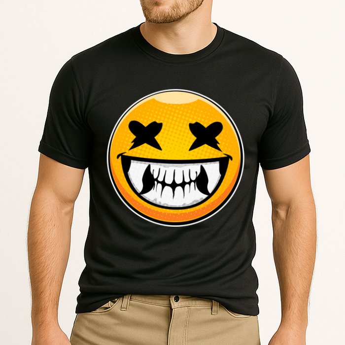 Sharp Toothed Smiley Creepy Emoji Performance Shirt