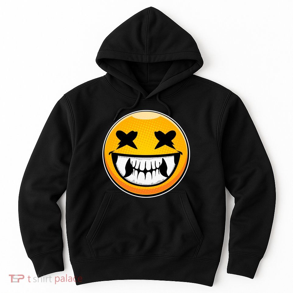 Sharp Toothed Smiley Creepy Emoji Hoodie