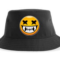 Sharp Toothed Smiley Creepy Emoji Sustainable Bucket Hat