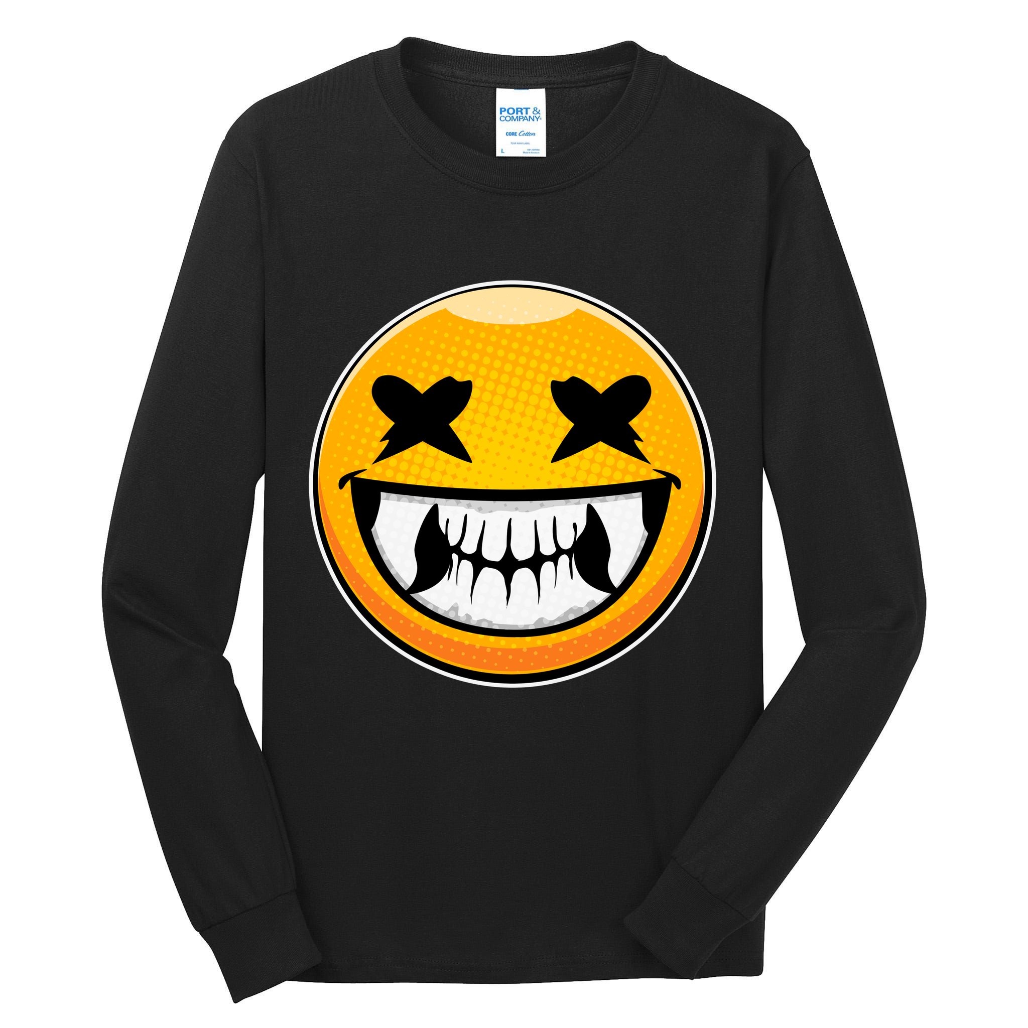 Sharp Toothed Smiley Creepy Emoji Tall Long Sleeve T-Shirt