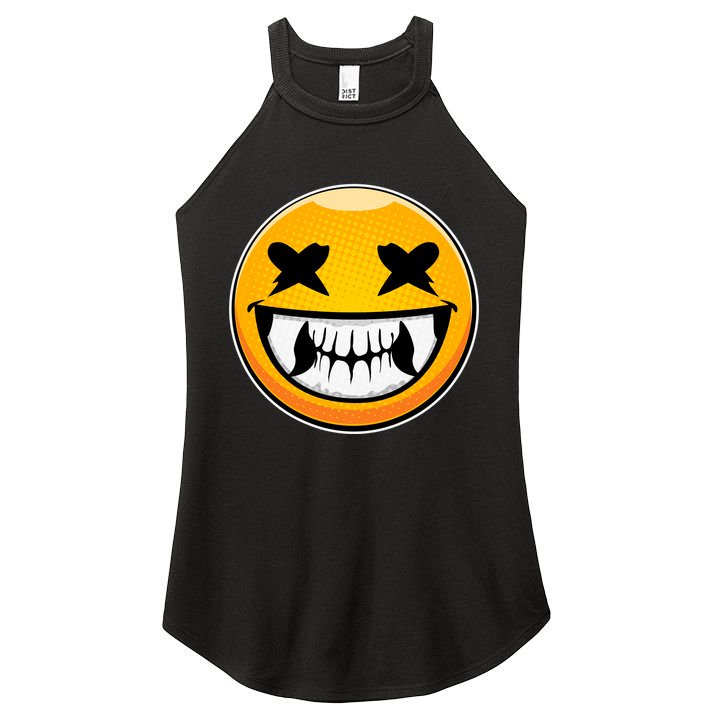 Sharp Toothed Smiley Creepy Emoji Women's Perfect Tri Rocker Tank