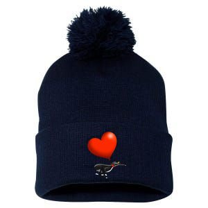 Stolen Heart Black Hound Pom Pom 12in Knit Beanie