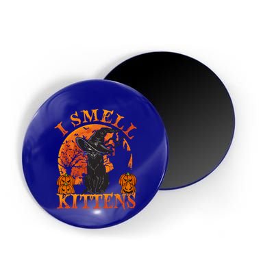 Scary Halloween BlackCat Costume Witch Hat And Moon Vintage Gift Magnet