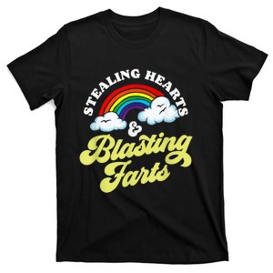 Stealing Hearts & Blasting Farts Funny Rainbow Valentines T-Shirt