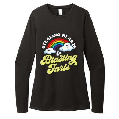 Stealing Hearts & Blasting Farts Funny Rainbow Valentines Womens CVC Long Sleeve Shirt