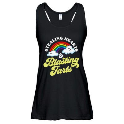 Stealing Hearts & Blasting Farts Funny Rainbow Valentines Ladies Essential Flowy Tank