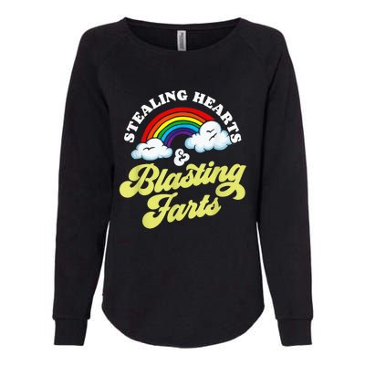 Stealing Hearts & Blasting Farts Funny Rainbow Valentines Womens California Wash Sweatshirt