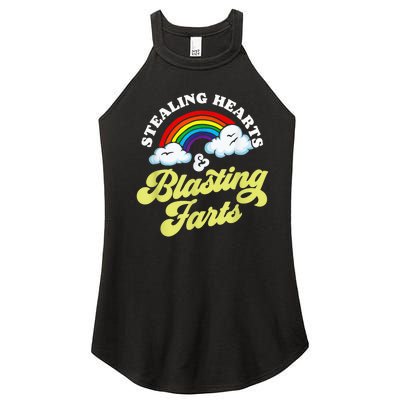 Stealing Hearts & Blasting Farts Funny Rainbow Valentines Women's Perfect Tri Rocker Tank