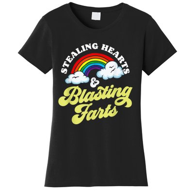 Stealing Hearts & Blasting Farts Funny Rainbow Valentines Women's T-Shirt