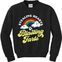 Stealing Hearts & Blasting Farts Funny Rainbow Valentines Kids Sweatshirt