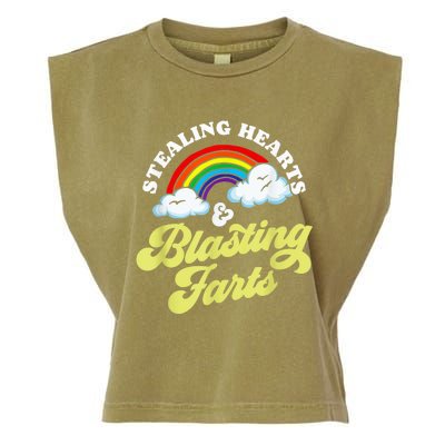 Stealing Hearts & Blasting Farts Funny Rainbow Valentines Garment-Dyed Women's Muscle Tee