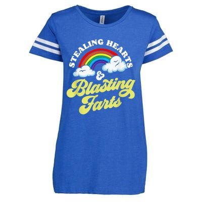 Stealing Hearts & Blasting Farts Funny Rainbow Valentines Enza Ladies Jersey Football T-Shirt