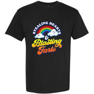 Stealing Hearts & Blasting Farts Funny Rainbow Valentines Garment-Dyed Heavyweight T-Shirt