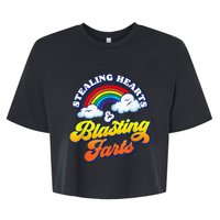 Stealing Hearts & Blasting Farts Funny Rainbow Valentines Bella+Canvas Jersey Crop Tee