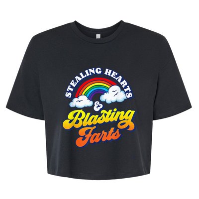 Stealing Hearts & Blasting Farts Funny Rainbow Valentines Bella+Canvas Jersey Crop Tee