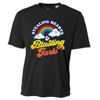 Stealing Hearts & Blasting Farts Funny Rainbow Valentines Cooling Performance Crew T-Shirt