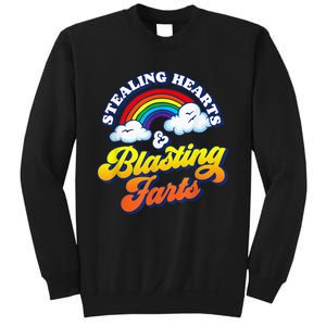 Stealing Hearts & Blasting Farts Funny Rainbow Valentines Sweatshirt