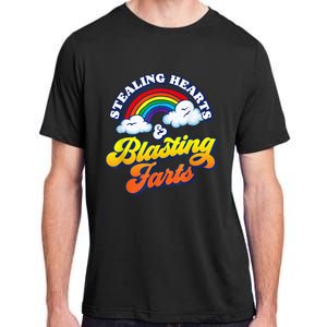 Stealing Hearts & Blasting Farts Funny Rainbow Valentines Adult ChromaSoft Performance T-Shirt