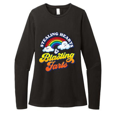 Stealing Hearts & Blasting Farts Funny Rainbow Valentines Womens CVC Long Sleeve Shirt