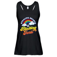 Stealing Hearts & Blasting Farts Funny Rainbow Valentines Ladies Essential Flowy Tank