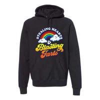 Stealing Hearts & Blasting Farts Funny Rainbow Valentines Premium Hoodie