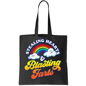 Stealing Hearts & Blasting Farts Funny Rainbow Valentines Tote Bag