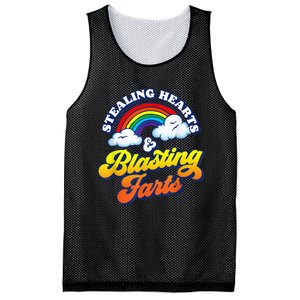 Stealing Hearts & Blasting Farts Funny Rainbow Valentines Mesh Reversible Basketball Jersey Tank