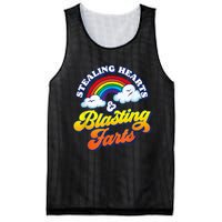 Stealing Hearts & Blasting Farts Funny Rainbow Valentines Mesh Reversible Basketball Jersey Tank