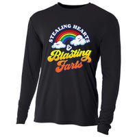 Stealing Hearts & Blasting Farts Funny Rainbow Valentines Cooling Performance Long Sleeve Crew