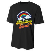 Stealing Hearts & Blasting Farts Funny Rainbow Valentines Performance Sprint T-Shirt