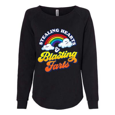 Stealing Hearts & Blasting Farts Funny Rainbow Valentines Womens California Wash Sweatshirt