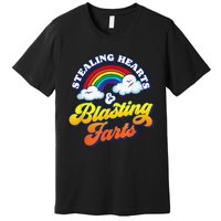 Stealing Hearts & Blasting Farts Funny Rainbow Valentines Premium T-Shirt