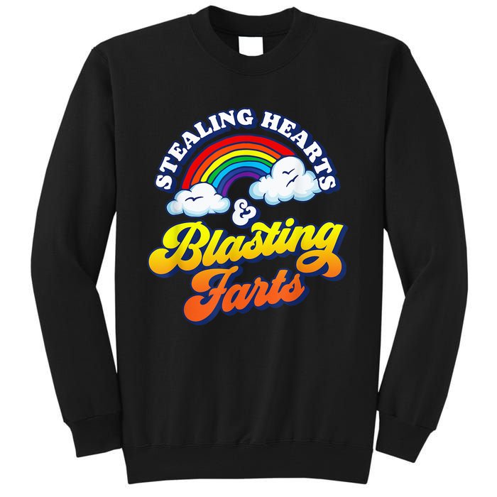 Stealing Hearts & Blasting Farts Funny Rainbow Valentines Tall Sweatshirt