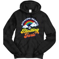 Stealing Hearts & Blasting Farts Funny Rainbow Valentines Tie Dye Hoodie