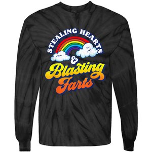 Stealing Hearts & Blasting Farts Funny Rainbow Valentines Tie-Dye Long Sleeve Shirt