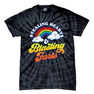 Stealing Hearts & Blasting Farts Funny Rainbow Valentines Tie-Dye T-Shirt