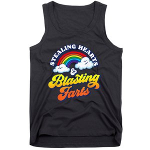 Stealing Hearts & Blasting Farts Funny Rainbow Valentines Tank Top