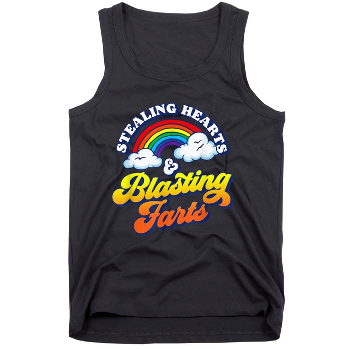 Stealing Hearts & Blasting Farts Funny Rainbow Valentines Tank Top