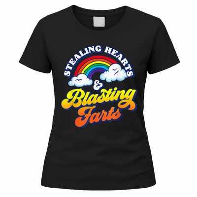 Stealing Hearts & Blasting Farts Funny Rainbow Valentines Women's T-Shirt