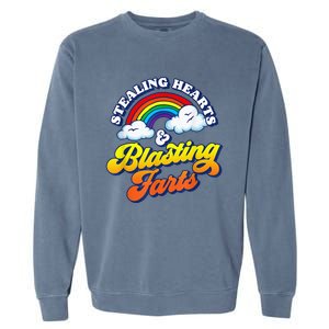 Stealing Hearts & Blasting Farts Funny Rainbow Valentines Garment-Dyed Sweatshirt