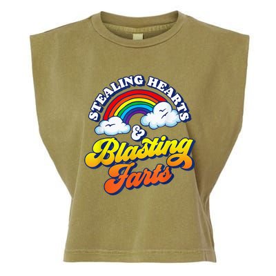 Stealing Hearts & Blasting Farts Funny Rainbow Valentines Garment-Dyed Women's Muscle Tee