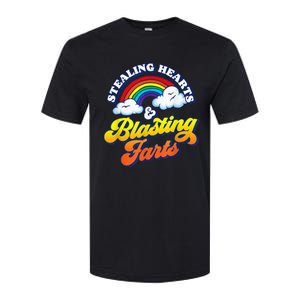 Stealing Hearts & Blasting Farts Funny Rainbow Valentines Softstyle CVC T-Shirt