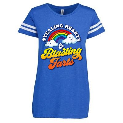 Stealing Hearts & Blasting Farts Funny Rainbow Valentines Enza Ladies Jersey Football T-Shirt