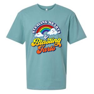 Stealing Hearts & Blasting Farts Funny Rainbow Valentines Sueded Cloud Jersey T-Shirt