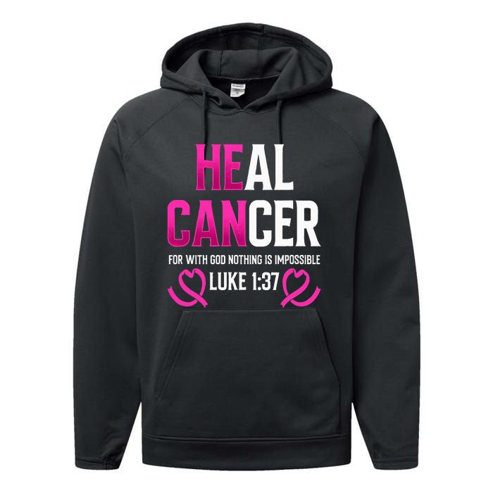 Survivor Heal Breast Cancer Awareness Christian Warrior Pink Performance Fleece Hoodie