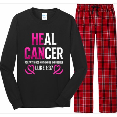 Survivor Heal Breast Cancer Awareness Christian Warrior Pink Long Sleeve Pajama Set