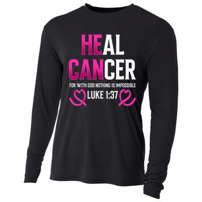 Survivor Heal Breast Cancer Awareness Christian Warrior Pink Cooling Performance Long Sleeve Crew