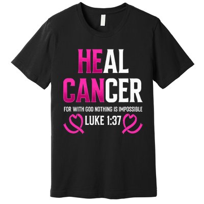 Survivor Heal Breast Cancer Awareness Christian Warrior Pink Premium T-Shirt