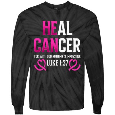 Survivor Heal Breast Cancer Awareness Christian Warrior Pink Tie-Dye Long Sleeve Shirt